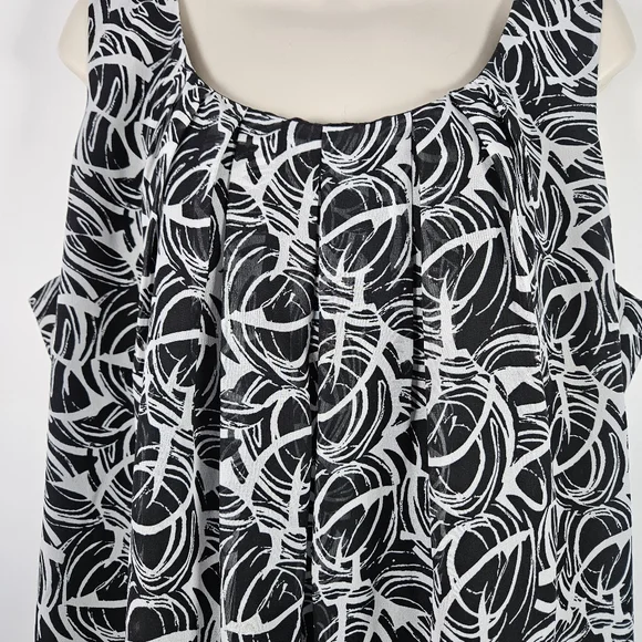 Spense Women's Sleeveless Black And White Pleated Top With Overlay Size … - Picture 3 of 6